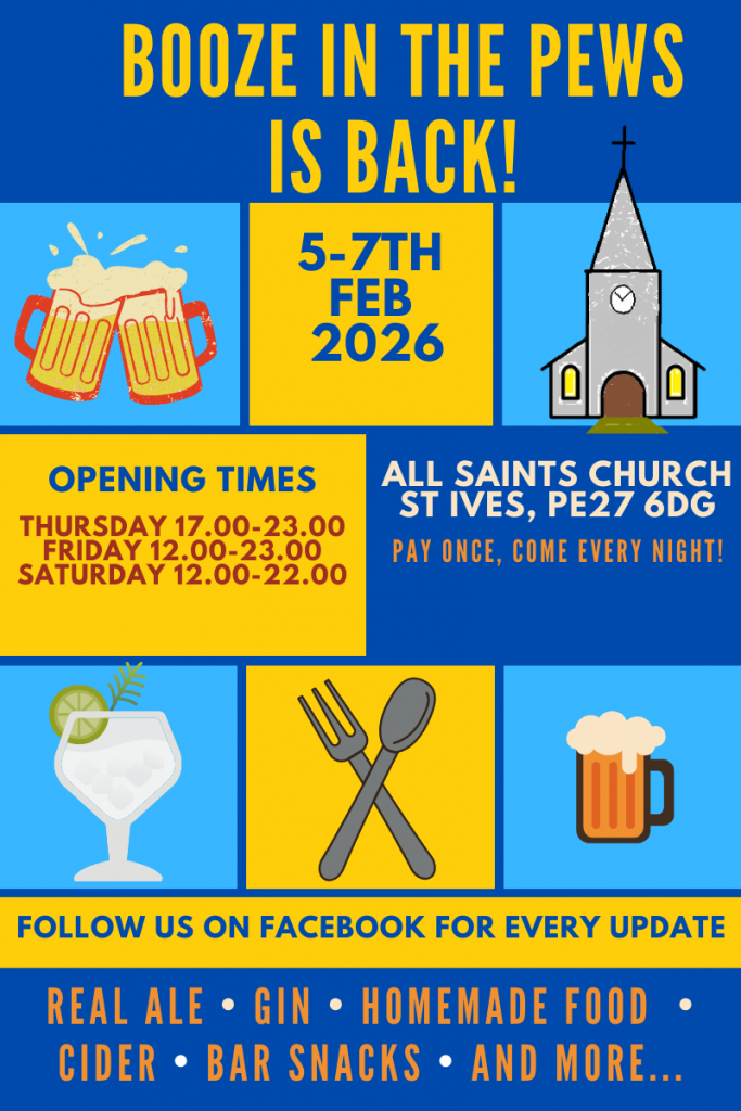 Poster for Booze in the Pews on 5-7 February 2026.